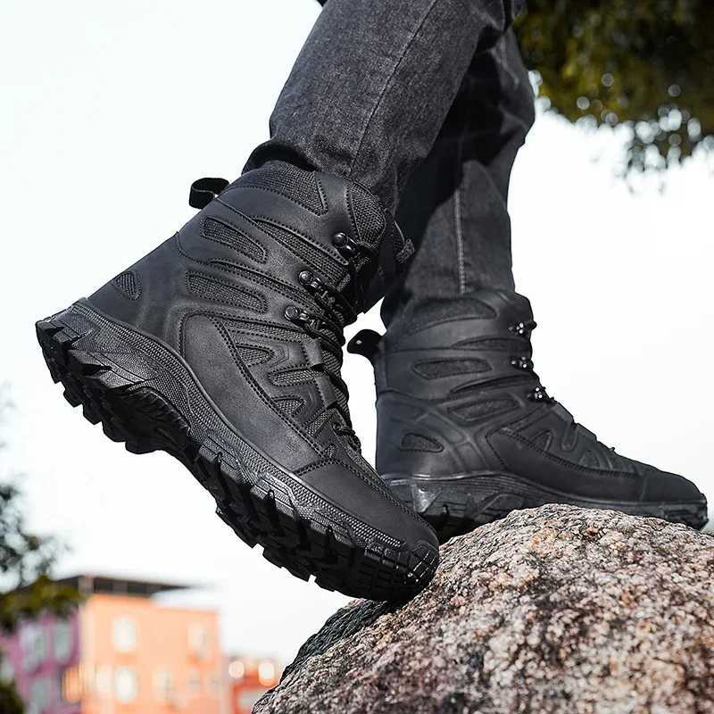 Outdoor Hiking Shoes Men Laceup Antislip Shockabsorbing Comfortable Combat Boots Men Breathable Casual Ankle Boots Men C251014