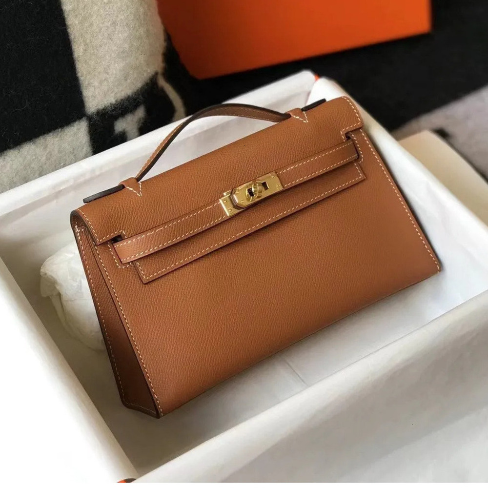 2025 Top mini kell 10a designer mirror quality genuine leather shoulder bag crossbody Womens Black Brown White