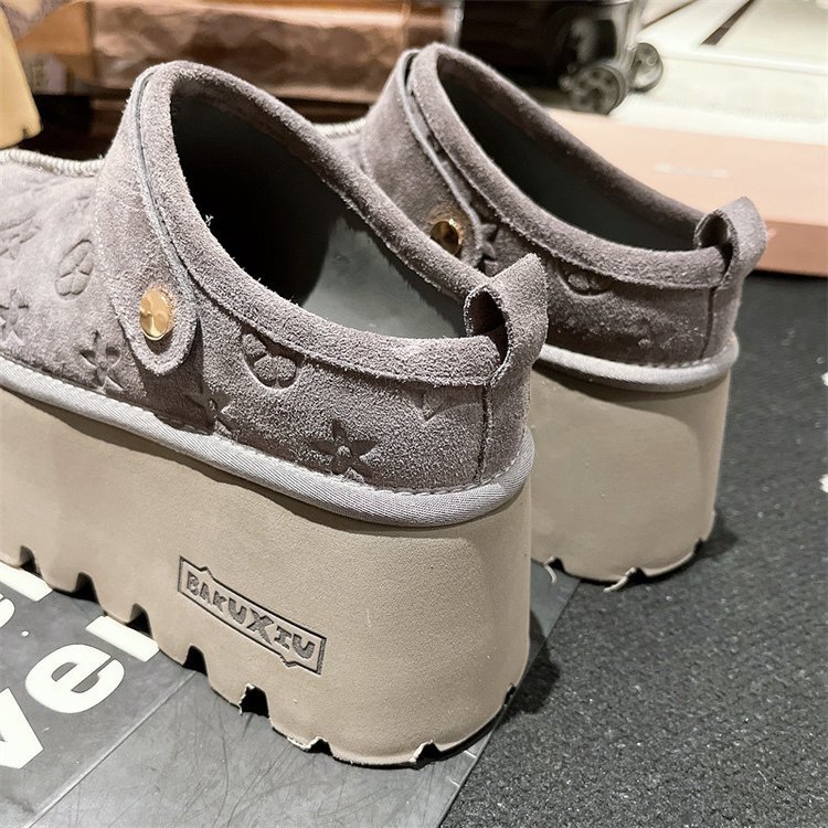 Free Shipping New Design Series Platform Casual Shoes Fashion Print Ankle Boots Frosted High Quality Texture Grey Apricot Maroon