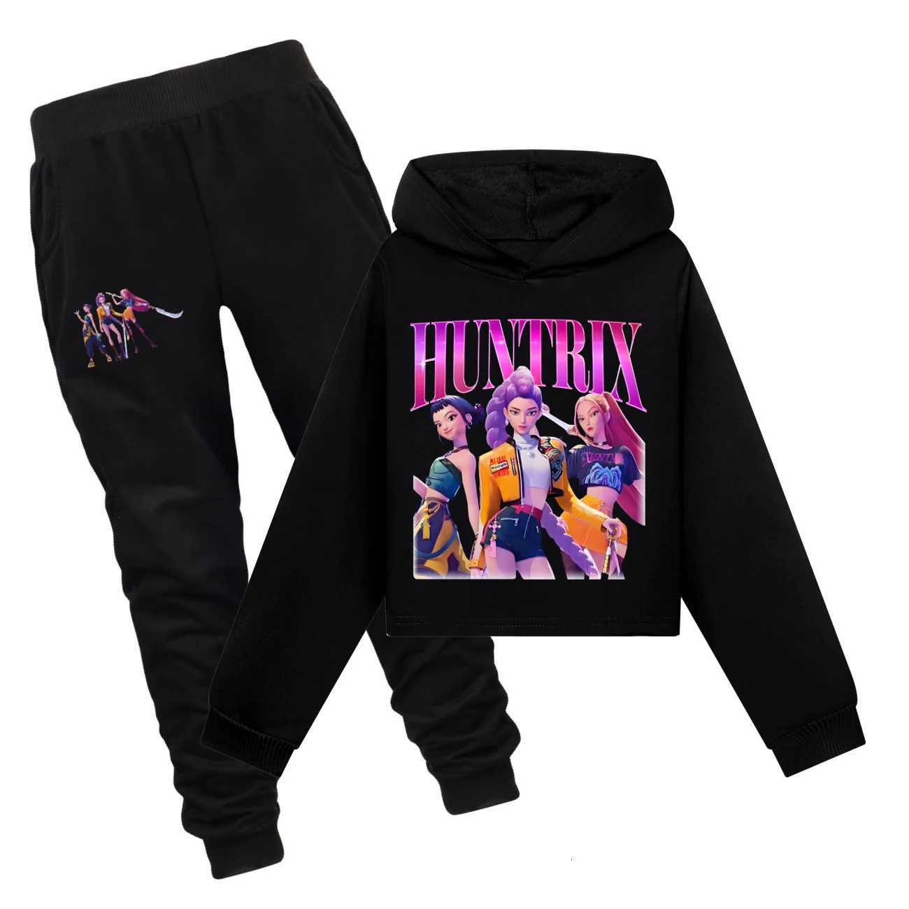 KPop Demon Hunters Huntrix Hoodies Sweatshirts Child Clothing Sets Child Girl Tops Pants 2 Pcs Suits Kids Teens Tracksuits Set X251014