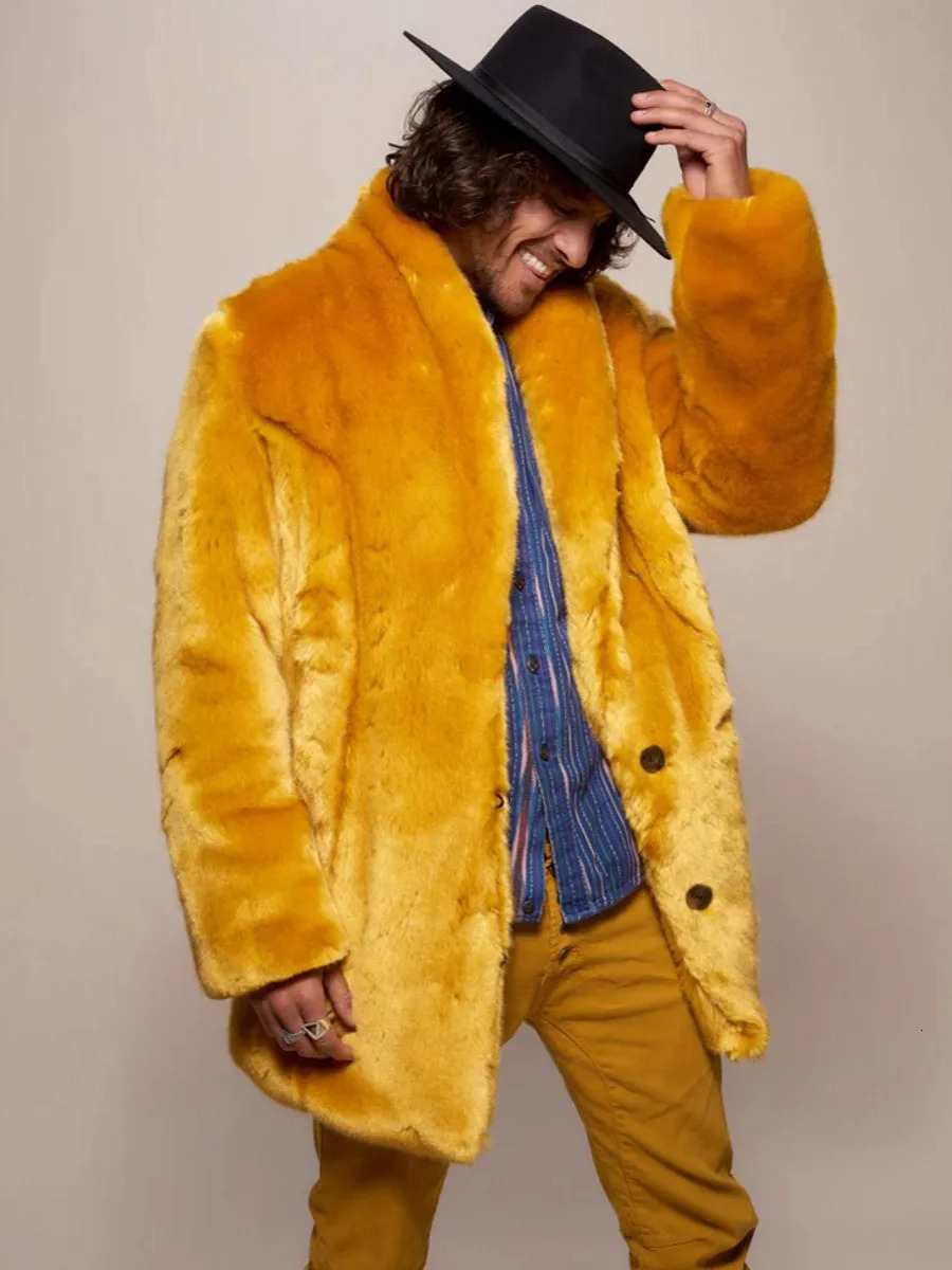 Kegular Size And Plus Size Mens Faux Fur Coat Gold Mink Fur Personality Stylish And Comfortable Faux Mink Fur Coat Men 251011
