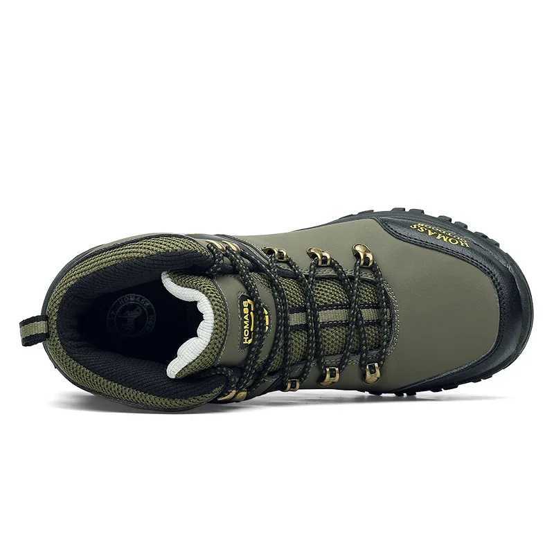 Men Waterproof Hiking Shoes Outdoor Climbing Nonslip Camping Trekking Sneakers Sports Breathable Mountaineering Army Green Boot C251014