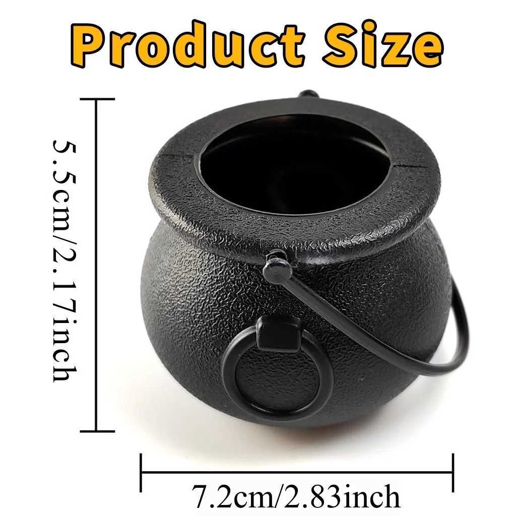 12pcs Black Cauldron with Handle Magic Witch Cauldron Kettles Halloween Pot Candy Bowl Holder for Halloween St Patricks Day C251014