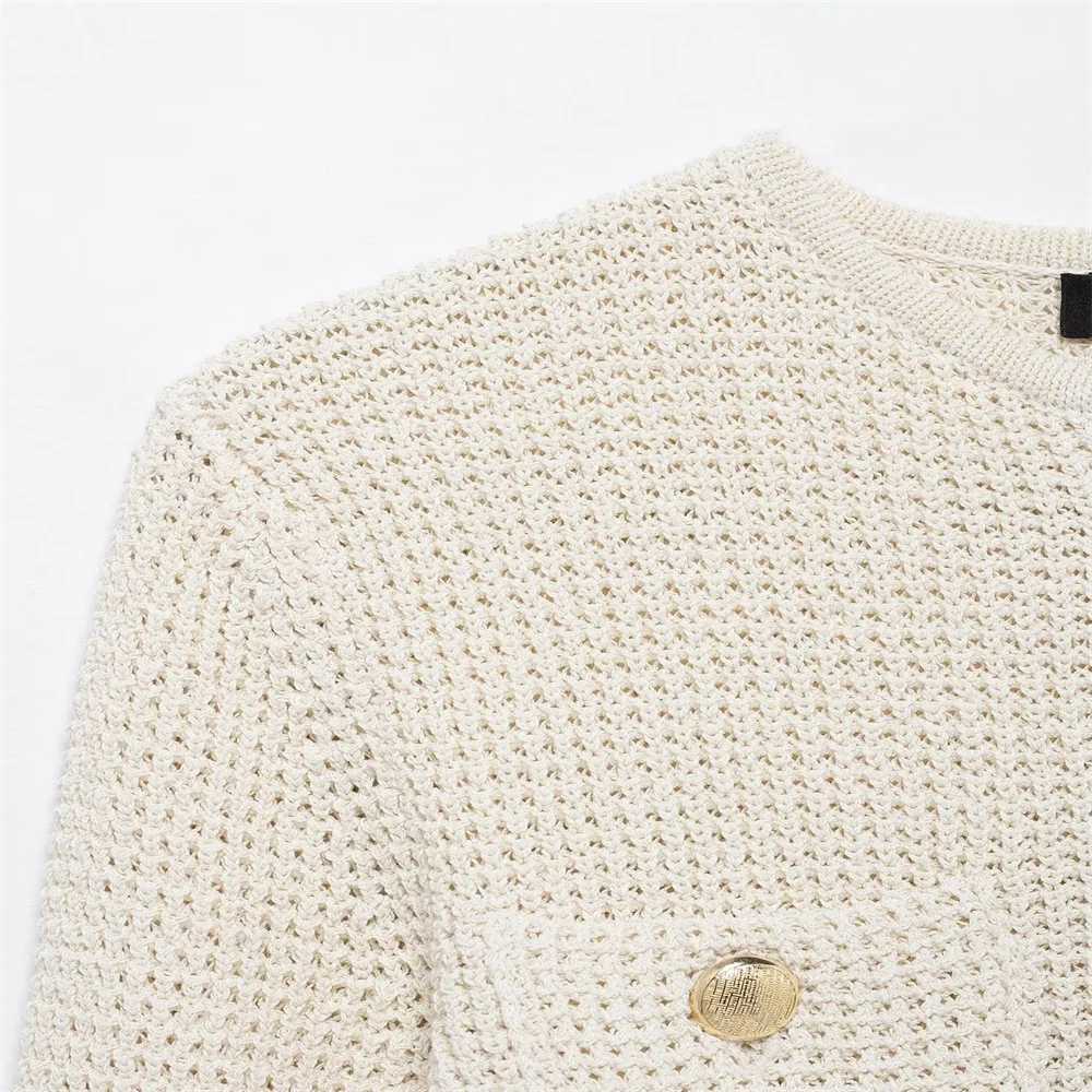 Womens Ele Knit Cardigan Long Sves Gold Button Design Front Poets for a c and Stylish Look W251014