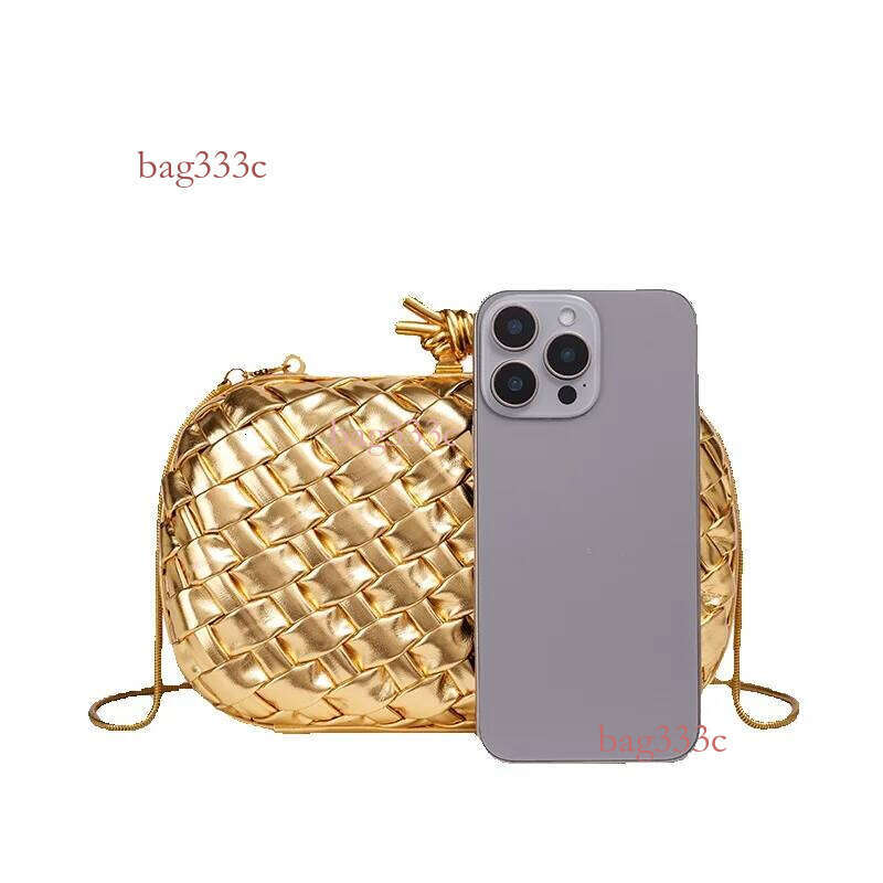 Handwoven Light Luxury Style Clutch Evening For Women Fashion Trend New Round Box Exquisite Shoulder Bag Cowhide Woven Bag