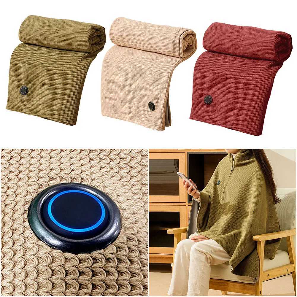Wearable USB Electric Heated Blanket 3 Heating Levels Heated Shawl with 5000mAh Power Bank Portable Body Warmer Blanket Y251014