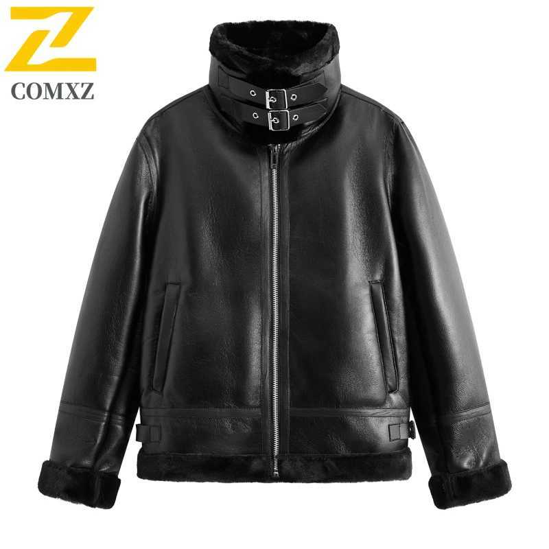 COMXZ Retro Shearling Leather Jacket Premium Trendy Cold Proof Working PU Leather Coat Leisure Daily Wear Of Warm Clothing J251014