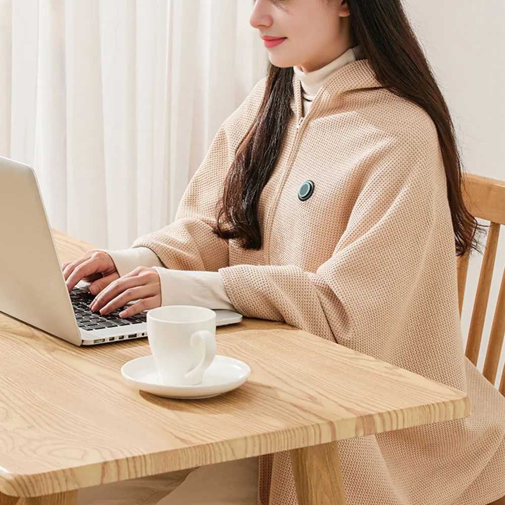 Winter USB Electric Heated Blanket 3 Heating Level Heated Shawl Portable Body Warmer Blanket Withwithout 5000mAh Power Bank Y251014