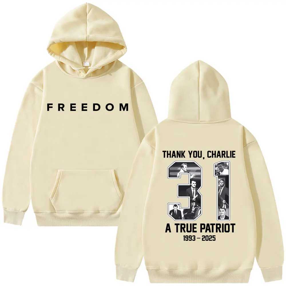 Charlie Kirk Freedom Graphic Print Hoodie Men Women Tribute Memorial American Hero Sweatshirt Male Patriotic Activism Streetwear J251203