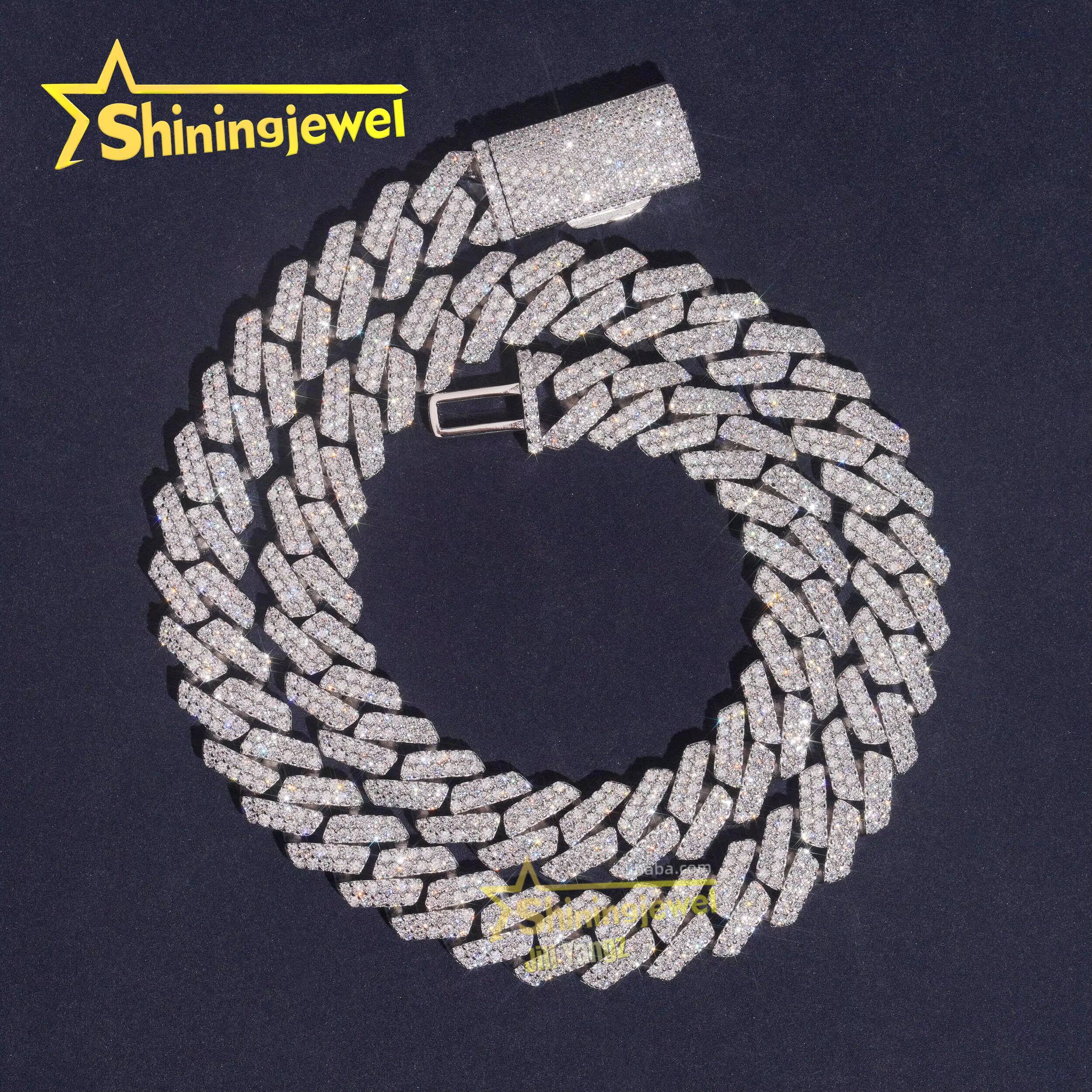 PROMOTION 13mm VVS D Color Moissanite Cuban Chain Cheap 925 Sterling Silver Gold Plated Hip Hop Cuban Link Chain