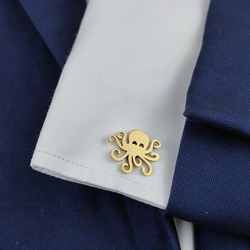 Cufflinks for Mens Stainless Steel Octopus Cuff Links Men Jewelry Accessories Personalized Ocean Animal Pattern Buttons Gift 251013 L251024