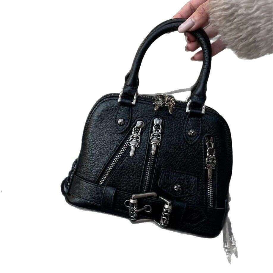 Luxury bag New Motorcycle Shell Large Sword Dark Style Small Trendy Cool Girl Bag First Layer Cowhide Handbag