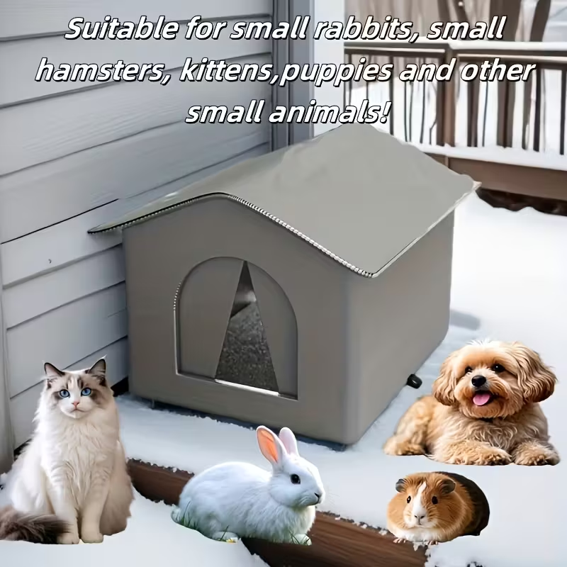 Outdoor waterproof cat house and dog house, windproof Oxford cloth small animal shelter pet house, four seasons protection