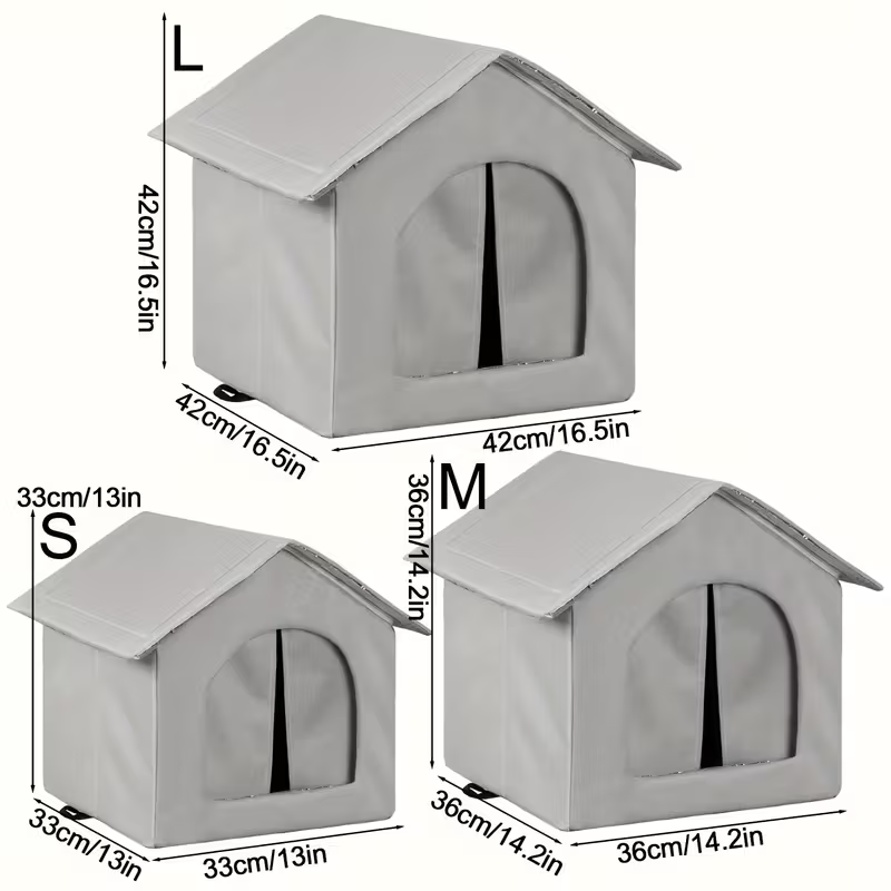 Outdoor waterproof cat house and dog house, windproof Oxford cloth small animal shelter pet house, four seasons protection