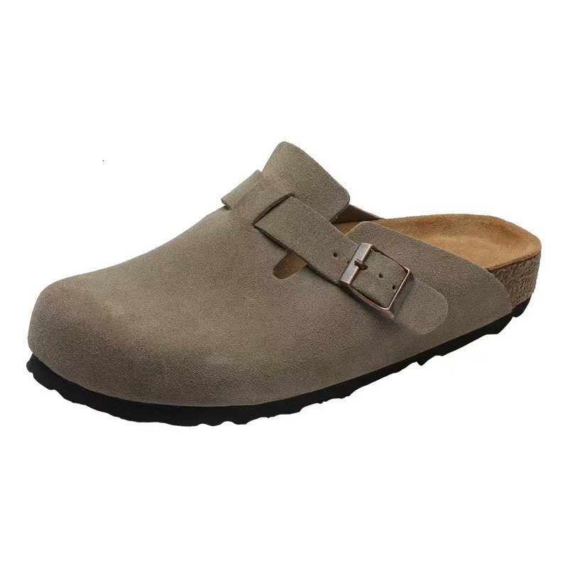 Genuine cowhide men's and women's Boken shoes, pure source, casual and comfortable, retro cork thick sole, toe cover, autumn and winter styl