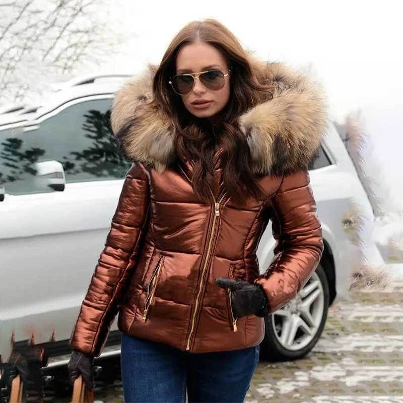 New Hood Solid Color Fur Hooded Jacket Autumn Winter New Womens CottonPadded Down Short Parka Coat Jacket Fashion Casual W251014