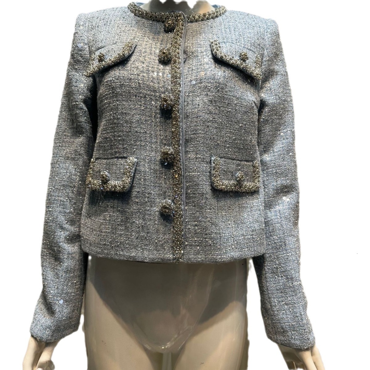 2025 Designer Jacket Autumn/Winter New Top High End Luxury Style Early design Spring Re Embroidered Round Neck Floral Knitted Jacket