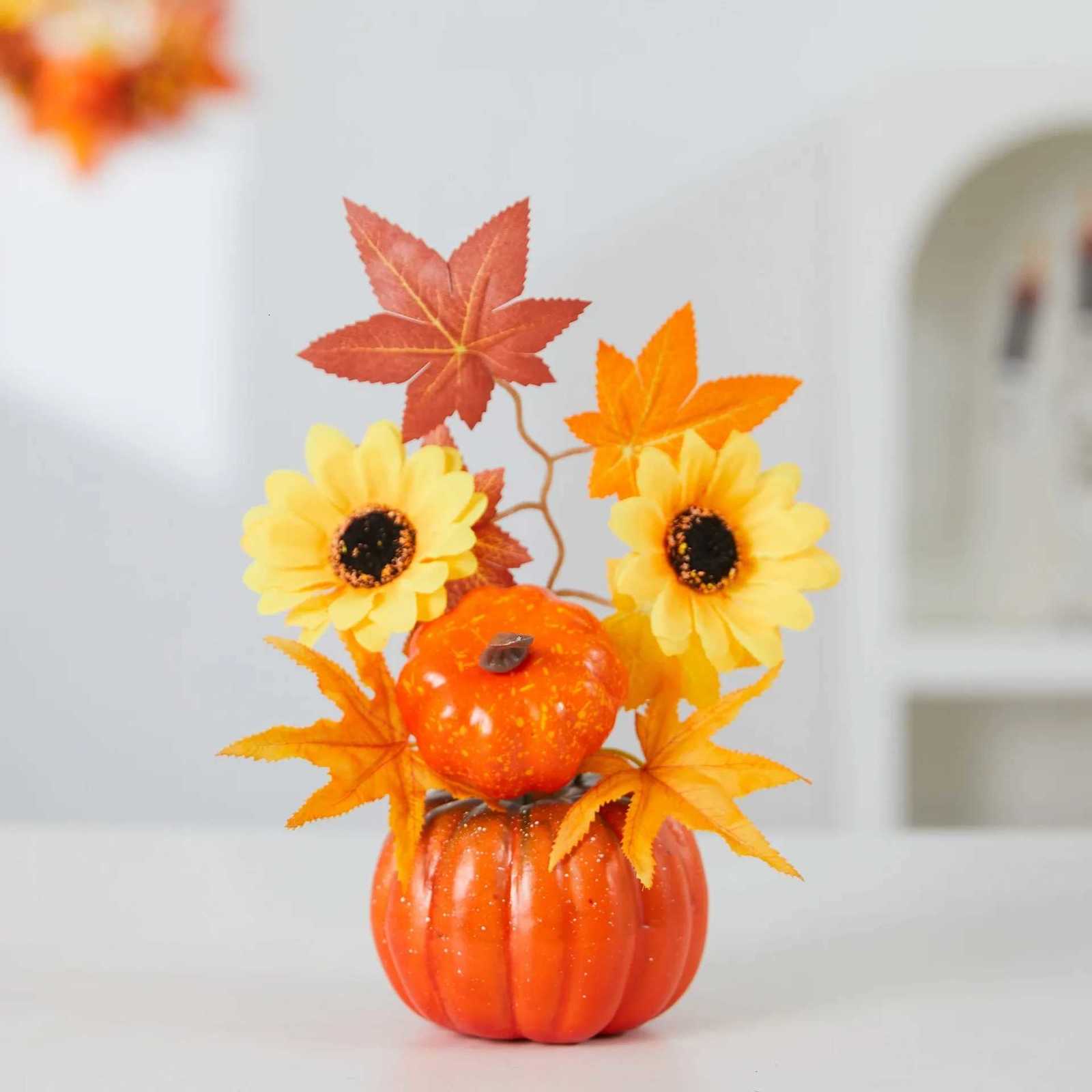 Autumn Theme Party Decor Sunflower Maple Leaf Ornaments Thanksgiving Day Bonsai Harvest Festival DIY Happy Halloween Day 2025 C251014