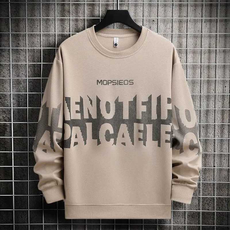 Letter Print Sweatshirts for Men Luxury Emo Pastel Color Overfit AutumnWinter Simple Novelty and FleeceLined Warm Man Pullover J251203