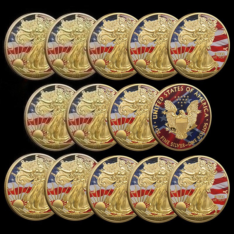 Wholesale Customized Eagle Souvenir Badge Liberty Coin UV Printed Commemorative Collectible Gift
