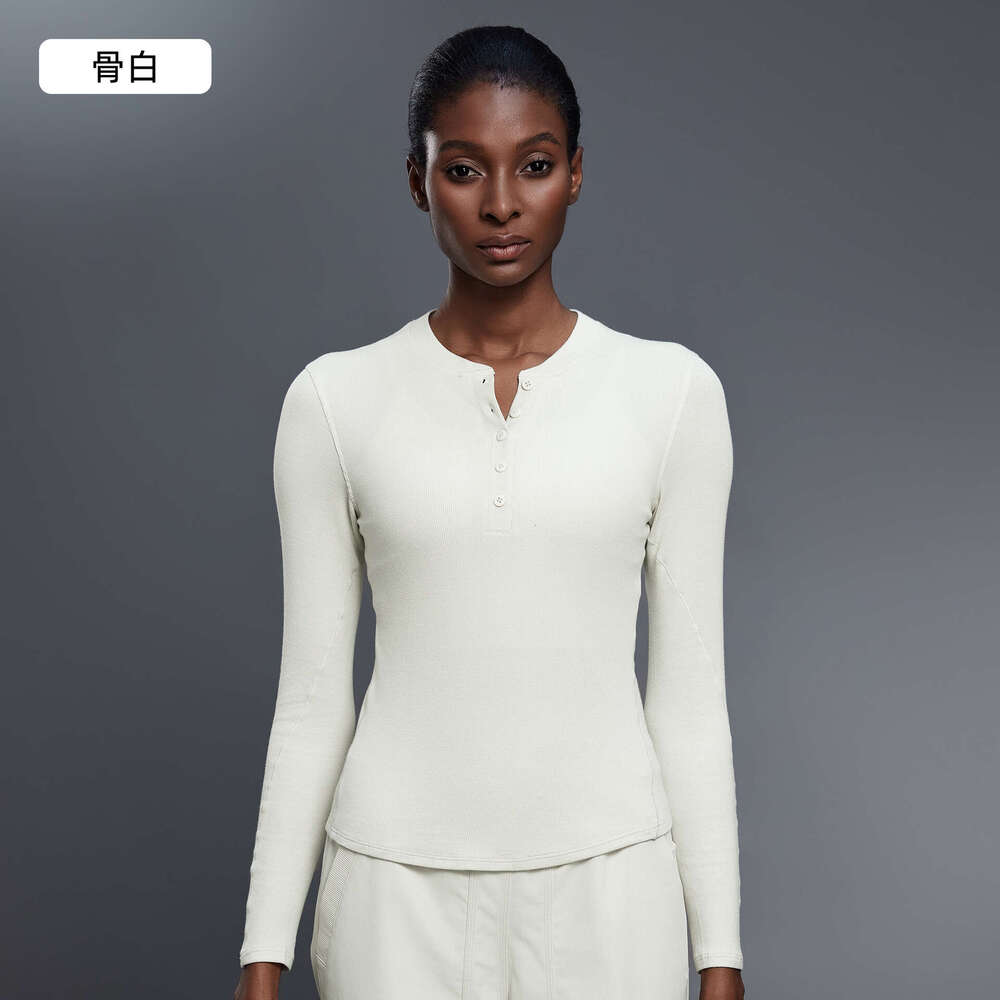 Autumn Casual Versatile Henley Shirt Modal Skin-Friendly Sports Top Fiess Yoga Long Sleeve T-Shirt for Women D25146