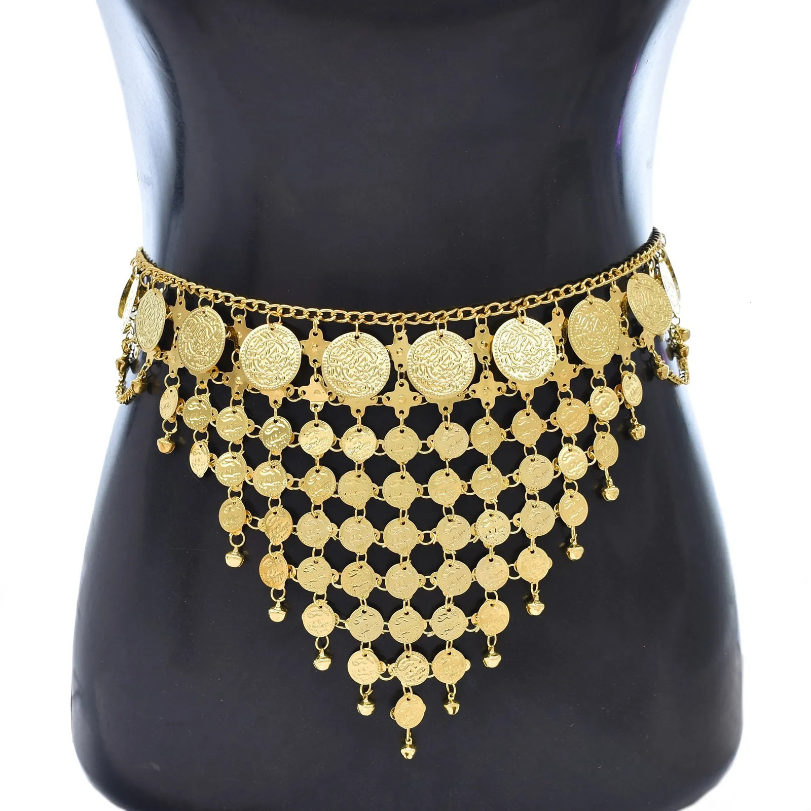Gold Coin Pendant Womens Heavy Metal Gold Waist Chain Long Waist Belt Dress Body Chain Fashion for Women Vintage 251011
