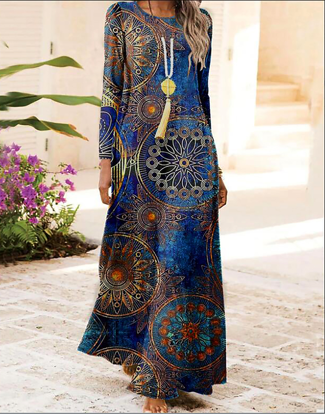 Women's Autumn Winter Ethnic - Style Elegant & Versatile Maxi Dress-CF40161