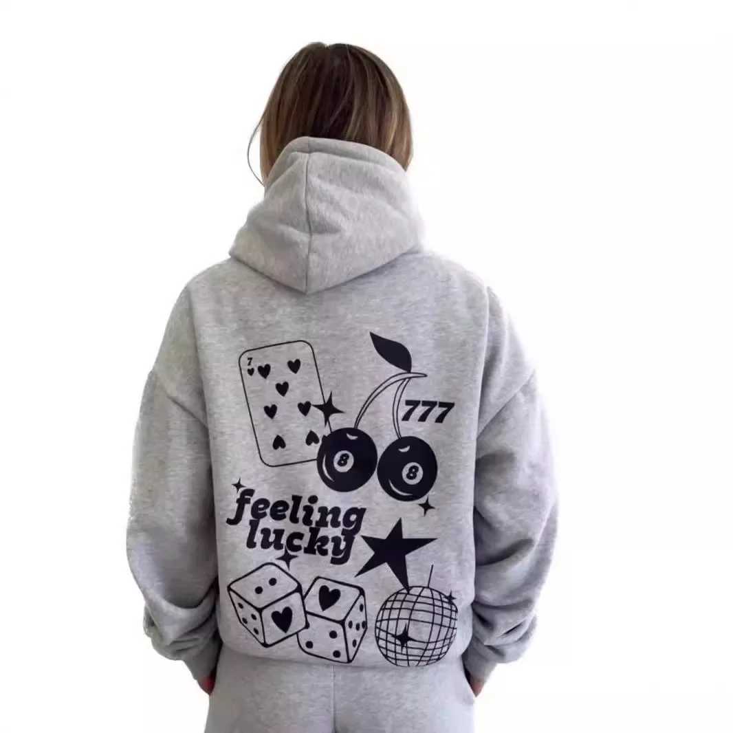 Fleece Lined Hoodie Womens Autumn Winter Star Print Sweatshirt with Pocket Full Sleeve Other Style from Mainland China J251203