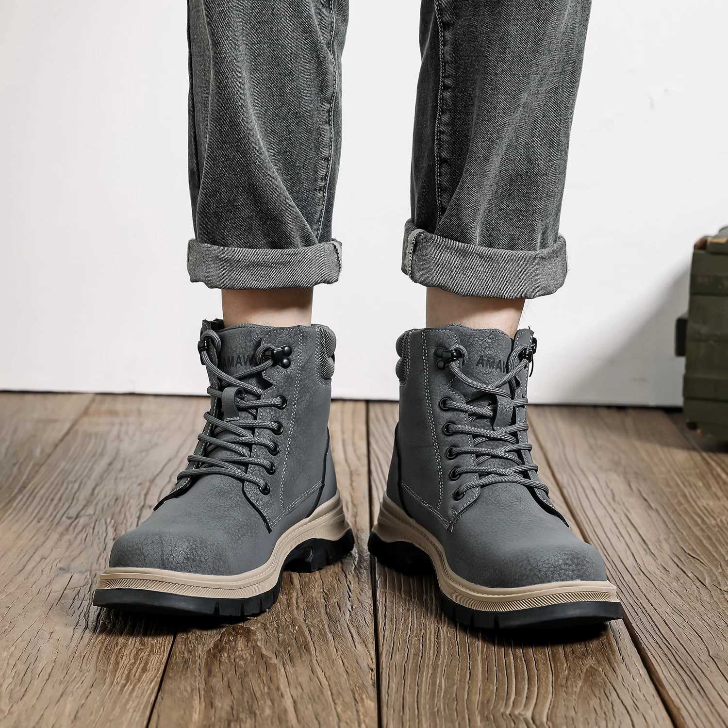 Anti Shock Steel Toe Indestructible Safety Shoes High Top Antipuncture Security Protective Shoes Work Hiker Boots for Men C251014