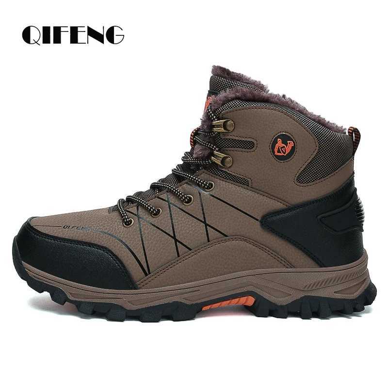 Large Size HighTop Boots Men Outdoor Warm Fur Snow Boots Black Leather Casual Ankle Boot Autumn Fall Winter Tactical Sneakers C251014