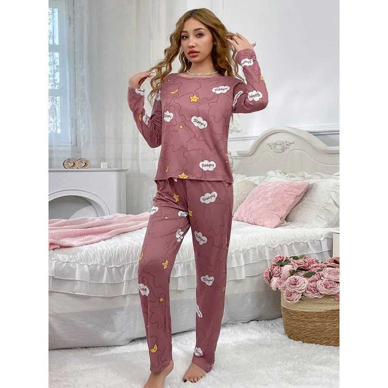 Women Pajamas Set Long Sleeve Top And Pants Sleepwear 2 Piece Set For Women Autumn Casual Loose Elastic Homewear SweetT251014