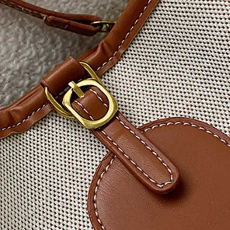 Wen Fi Canvas Bucket Handbag Color Block Casual Shoder Bag with Magnetic Snap Small Messenger Bag for Girls D251014