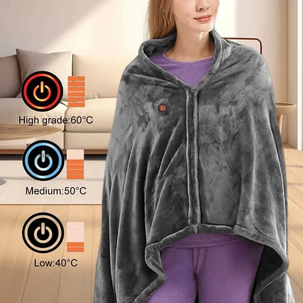 New USB Electric Heated Blanket 3 Heating Levels Fleece Heated Blanket Wearable Heating Lap Blanket for Household and Office LIJ Y251014