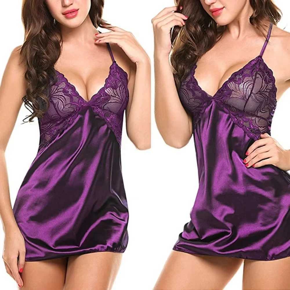 Sexy Nightdress Lingerie Set Lace Satin Pajamas Sexy Lingerie Pajama Set Erotic Hot Babydoll Nightdress Exotic CostumesT251014