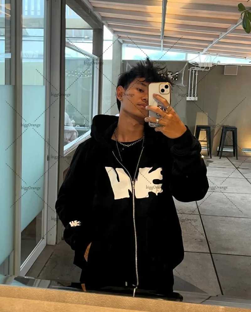 2024 American New Style Letter Print Fashion Loose Zipper Hoodie Men Harajuku R Casual Versatile Oversized Sweatshirt Women W251014