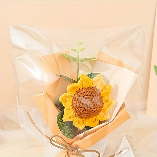 Sunflowers Crochet Flowers Bouquet Knitted Bouquet Crochet Artificial Flowers For Home Wedding Decor Birthday Gift