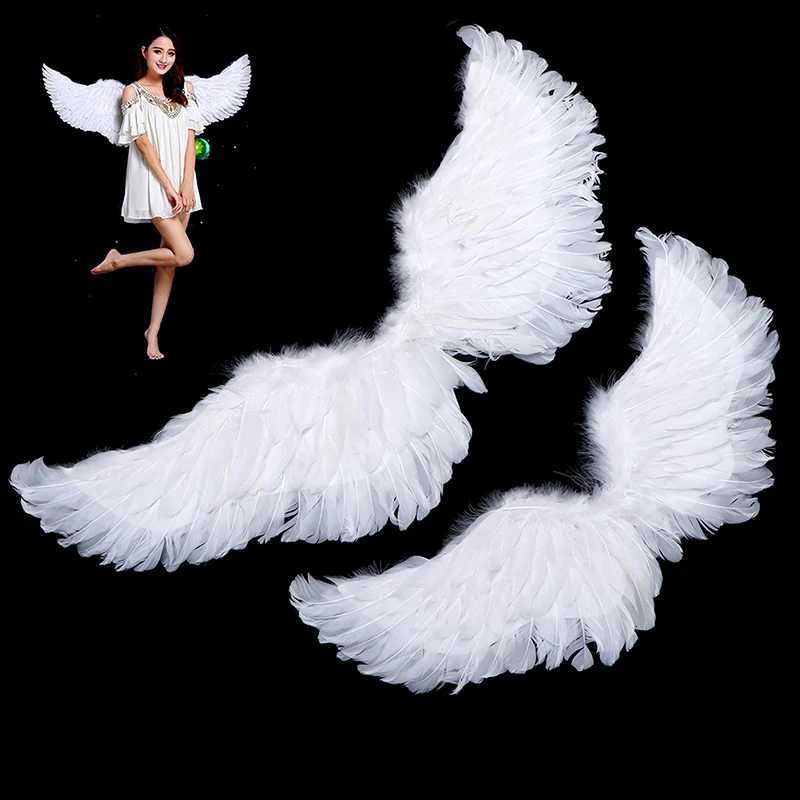 Kids Adult Party Swallow White Angel Feather Wings Halo Magic Wands Cosplay Elastic Straps Wedding Halloween Birthday Props C251014