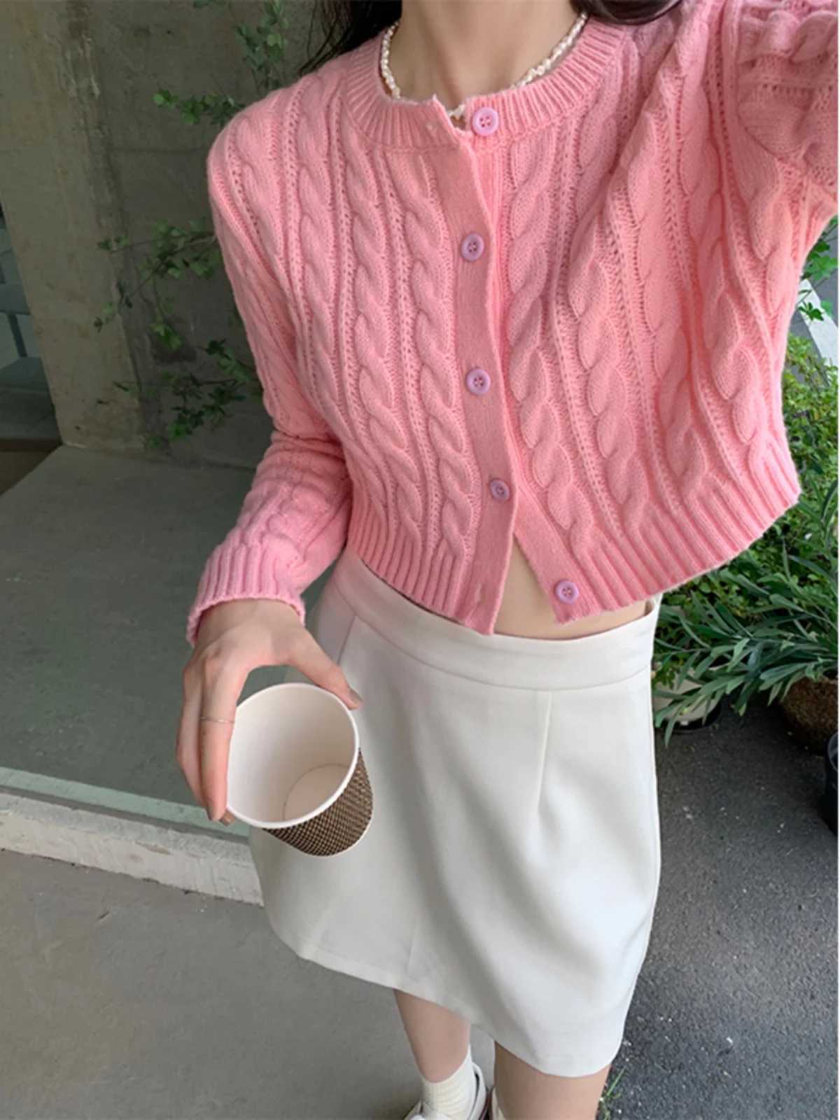 R Twisted Sweater Jaet Womens 2023 New Autumn Design Sensation Slim ort Knitted Open Cardigan Top W251014