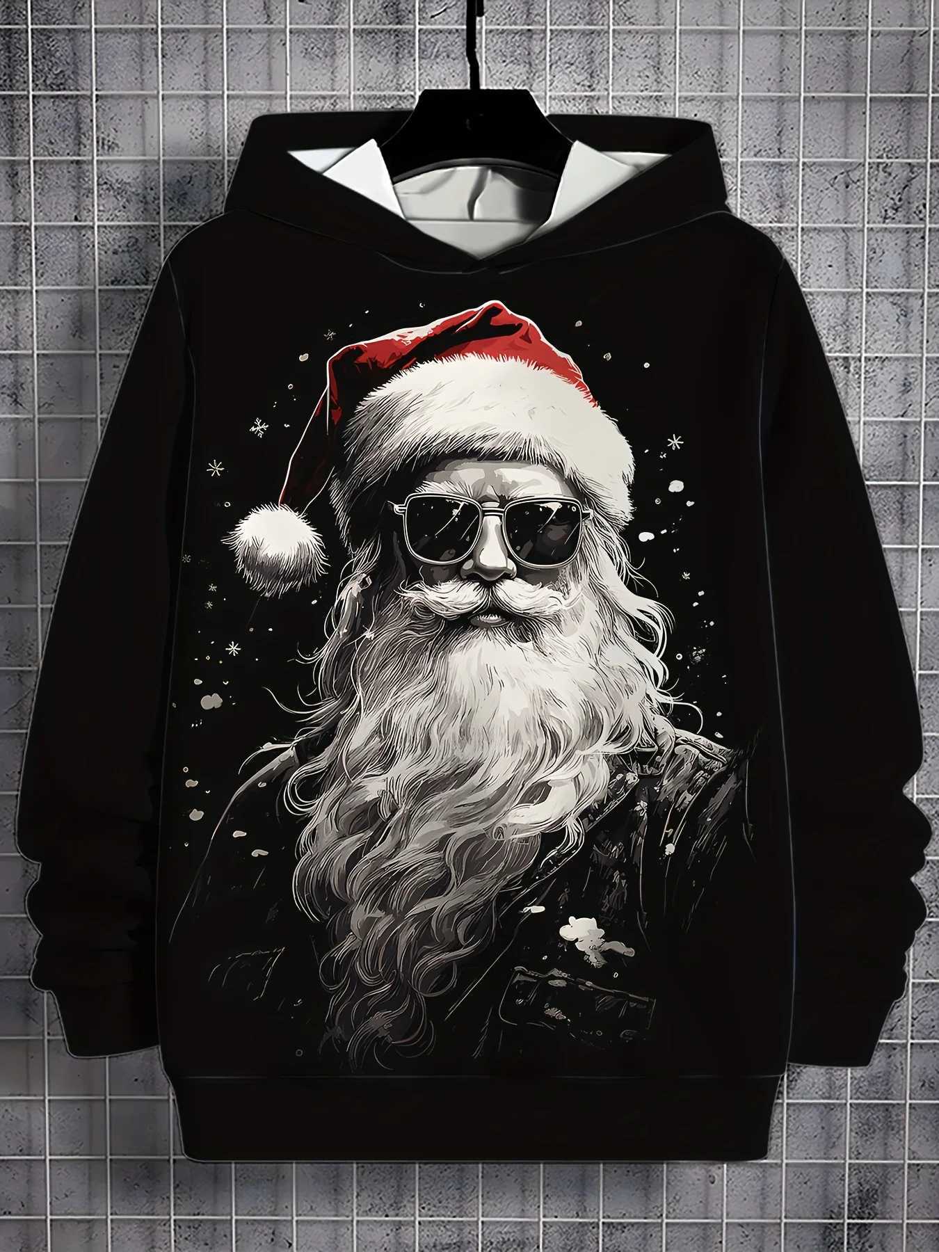 Fashion Mens Hooded 3D Christmas THeme Sweatshirt Autumn Winter Casual Fashion Drawstring Long Sleeve Sportwear Tops J251203