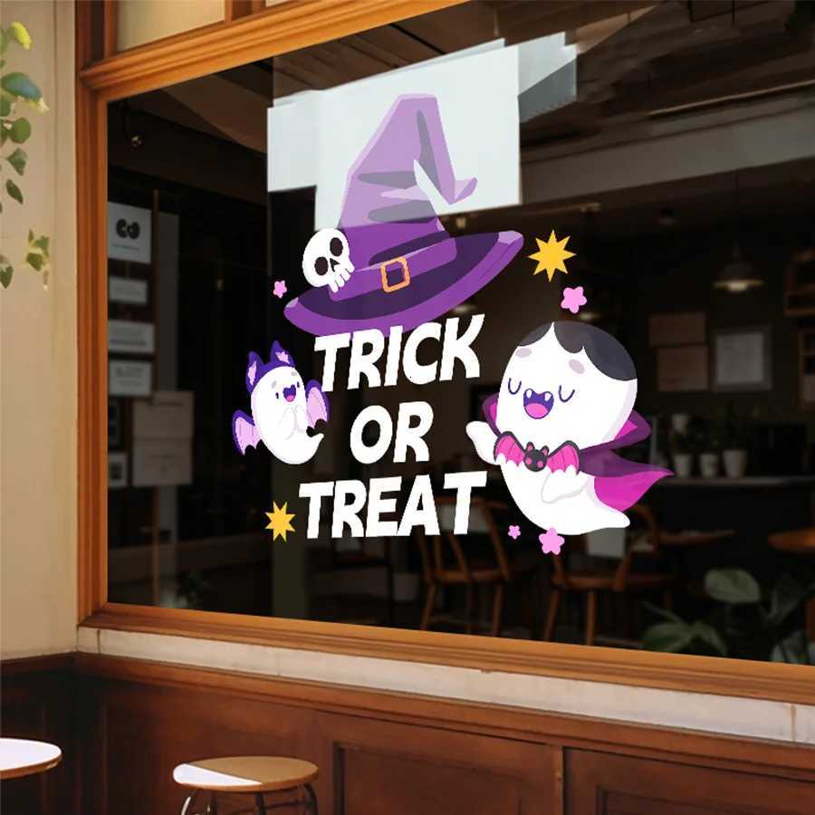 2 Sheets of 45Cm40Cm Halloween Window Stickers Pumpkin Ghost Glass Stickers Holiday Party Atmosphere Decoration Layout Electrostatic Window Flower Doo