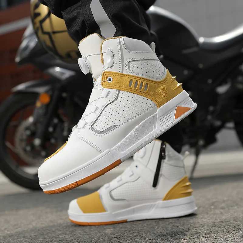 Cowhide Motorcycle Genuine Leather Riders Shoes Men AntiSlip Breathable Motos Protective Boots Outdoor Hiking Cycling Shoe Gift C251014