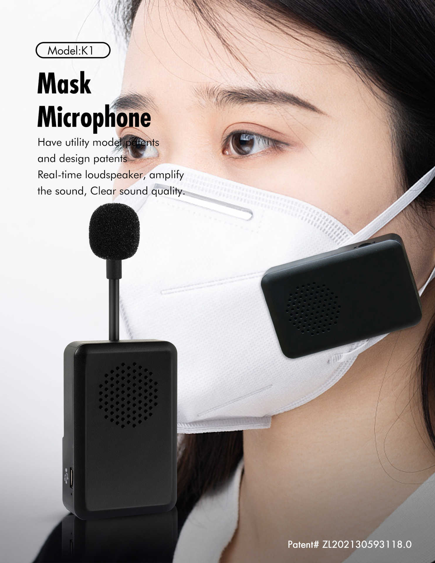 Portable mini compact convenient portable new type mask wireless amplifier mask microphone Z251014