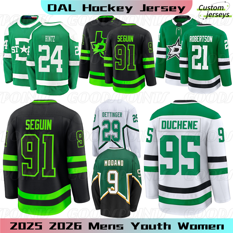 DallasS Hockey jersey Jake Oettinger Jamie Benn Jason Robertson Stars jersey Mikko Rantanen Matt Duchene Roope Hintz Wyatt Johnston Seguins mens Hockey Jerseys