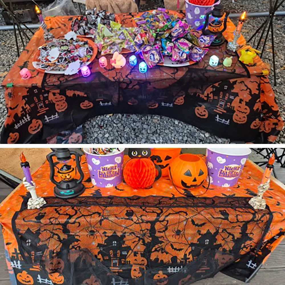 Halloween Decoration TableclothDisposable Pumpkin Spider Web Bat Plastic Table CoverHalloween Party Home Table Decor C2510143