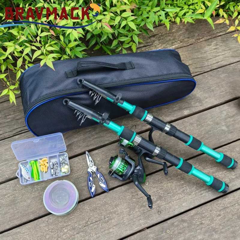 BRAVMACK Fishing Rod and Reel Combo with Fishing Line Tack Bag Multifunctional Fishing Pliers Box Fishing Accory Y251014