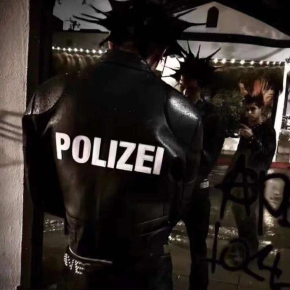 Polizei Motorcycle Leather PU Short Slim Fit Jacket Men's Trendy