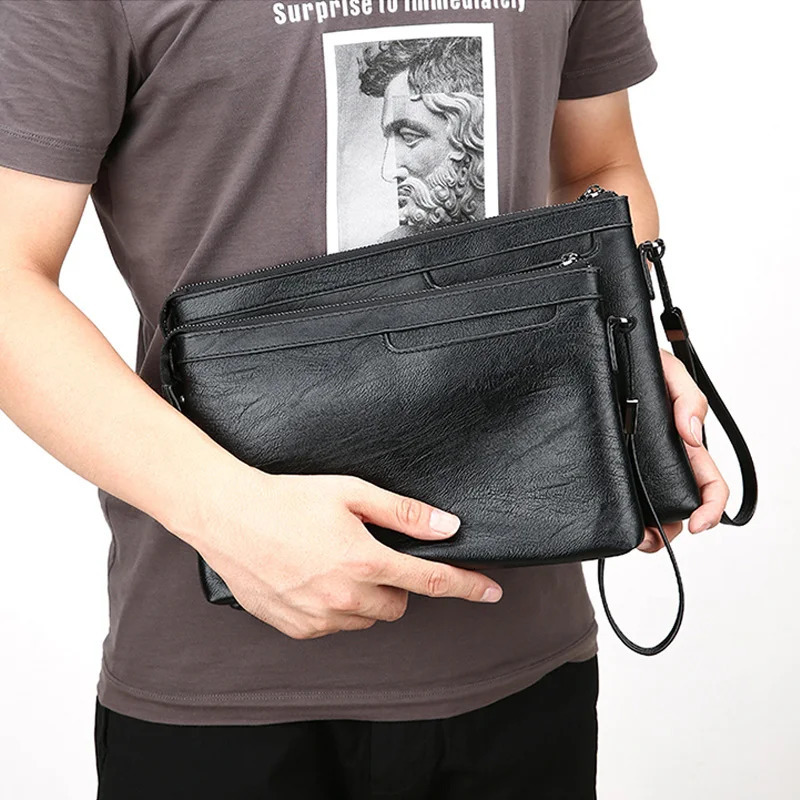 Fashion n Business Clutch Bag High Quality PU Leather Envelope Bags Casual Travel Mens Wallet Cell Phone Pocket 251014