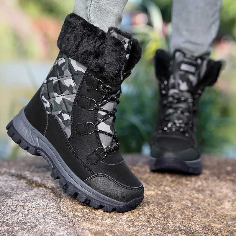 Winter Womens Boots Thicked Plush Warm Hiking Shoes for Women Rubber Soled Nonslip Outdoor Mountaineering Snow Ankle Boots C251014
