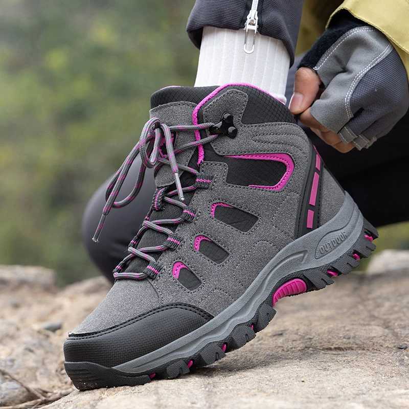 Man Hiking Shoes Leather Non Slip Lace Up Couple Winter Warm Work Boots High Top Outdoor Wearresistant Walking Climbing Boots C251014