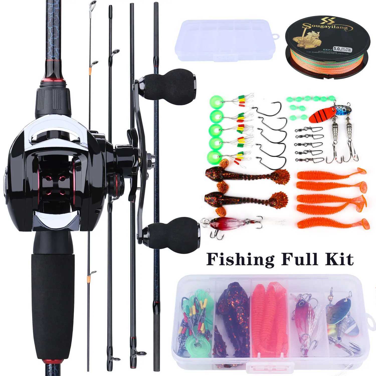 Sougayilang Fishing Rods and Reels Full Set Bag Portab 5 Sections Fishing Rod 2LB Max Drag Baitcasting Reel Carp Fishing Y251014
